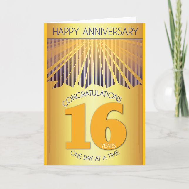 Carte 16 Year Sober Anniversary | Golden Ray 12 Step  (Devant)