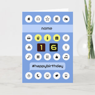 Carte 16e anniversaire ajouter nom informatique personna