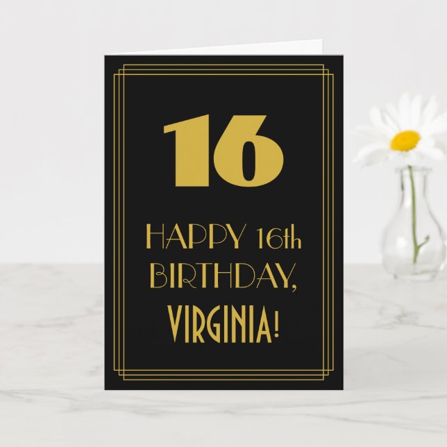 Carte 16e Anniversaire – Apparence inspirée de l'Art déc (Petite plante)