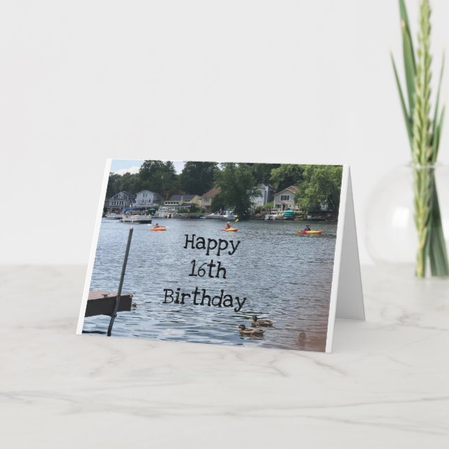 Carte *16e ANNIVERSAIRE* COMME UNE JOURNÉE AU LAC! (Devant)