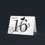Carte 16e anniversaire, daughter, butterfly, black & whi<br><div class="desc">A white background featuring a black butterfly and black text,  on this 16th birthday greeting for a daughter. My Funny Mind Greetings.</div>