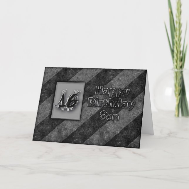 CARTE 16E ANNIVERSAIRE - FILS - GRUNGE (Devant)