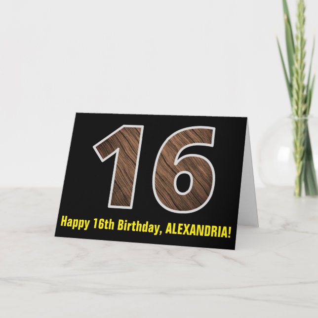 Carte 16e anniversaire : Nom + Faux Motif de céréales en (Devant)
