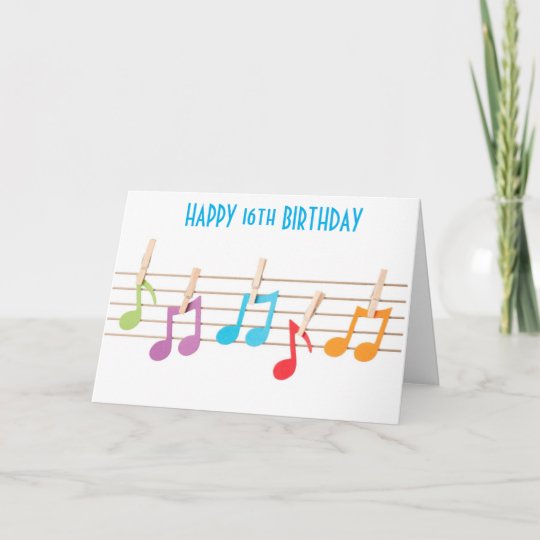 Carte 16e Anniversaire Notes Musicales Souhaits D An Zazzle Fr