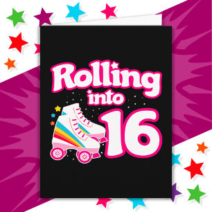 Carte 16e anniversaire Roller Patinage 16 ans