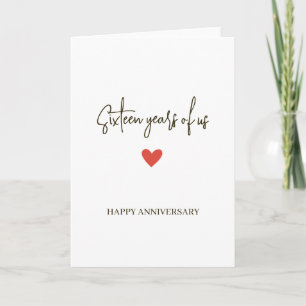 Carte 16e anniversaire – Seize ans ensemble