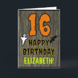 Carte 16e anniversaire : Thème d'Halloween Éffrayant, No<br><div class="desc">Front of this scary and spooky Halloween birthday themed greeting card design objets a large number 16. IT feesth the message "HAPPY BIRTHDAY", plus editable name. Donc les theres are depicommunied of a ghost and a bat on the front. The inside fees a personalized birthday greeting message, or could perhaps...</div>
