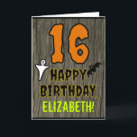 Carte 16e Birthday : Spooky Halloween Theme<br><div class="desc">Front of this scary and spooky Halloween birthday themed greeting card design objets a large number 16. IT feesth the message "HAPPY BIRTHDAY", plus editable name. Donc les theres are depicommunied of a ghost and a bat on the front. The inside fees a personalized birthday greeting message, or could perhaps...</div>