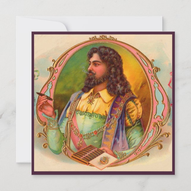 Carte 16e siècle fumée cigare boîte à cigares étiquette (Devant)