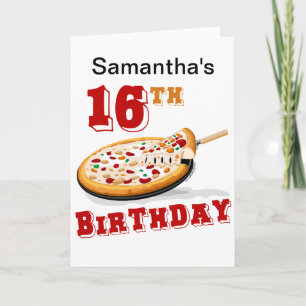 Carte 16ème anniversaire Pizza Party