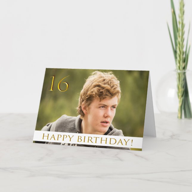 Carte 16ème anniversaire pour un garçon avec votre photo (Devant)