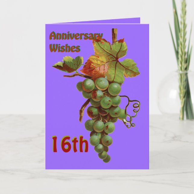 Carte 16th Anniversary wishes, customiseable (Devant)