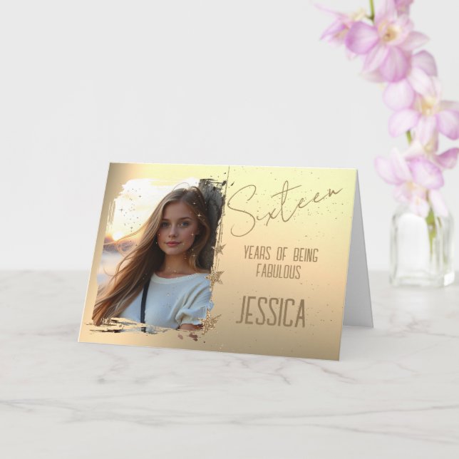 Carte 16th Birthday Photo Card (Orchidée)