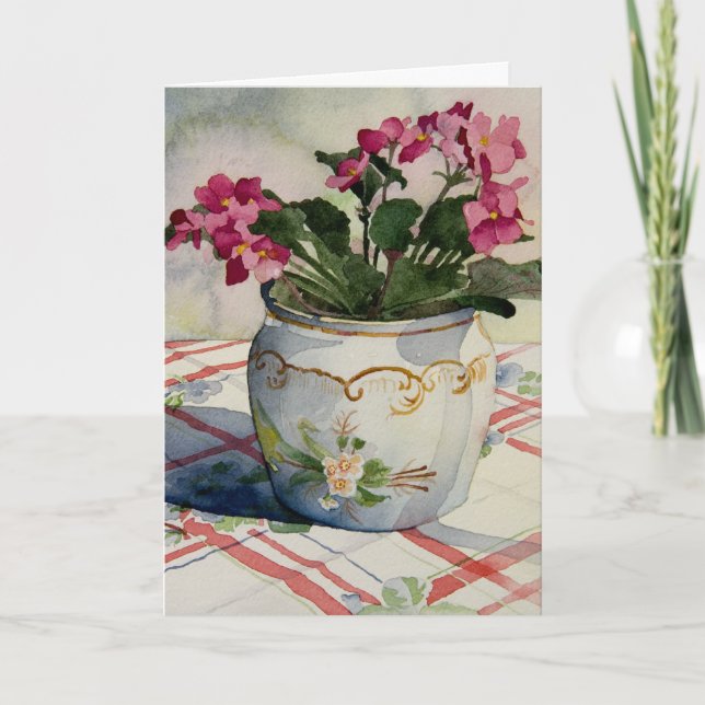 Carte 1790 African Violets en Blue Pot Birthday (Devant)