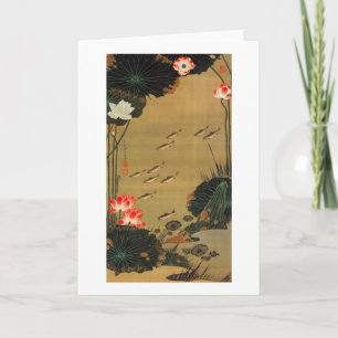 Carte 17. 蓮池遊魚図, étang de 若冲 avec Lotus, Jakuchū