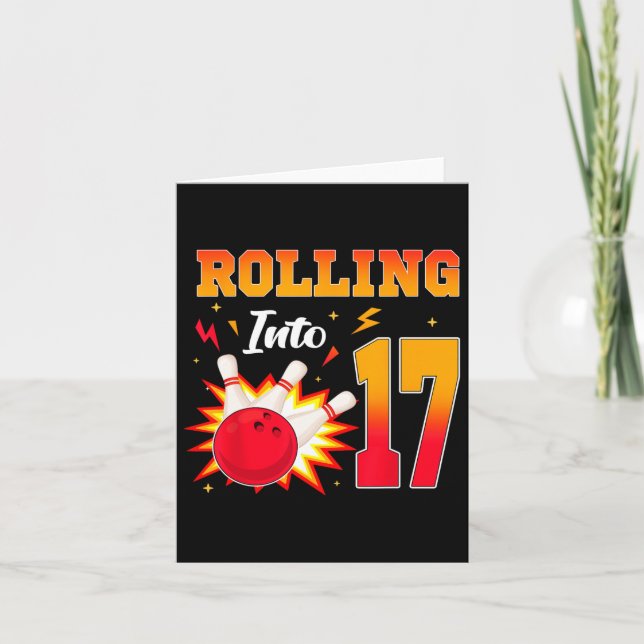 Carte 17 Bowling Anniversaire Fête 17 Ans (Devant)