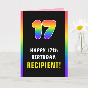 Carte 17e anniversaire : Arc-en-ciel coloré # 17, Nom pe