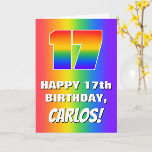 Carte 17e anniversaire : coloré, amusant Motif arc-en-ci