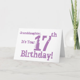 Carte 17e anniversaire de la petite-fille en violet.