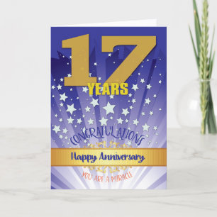 Carte 17e anniversaire de rétablissement chiffre gras