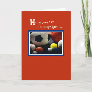 Carte 17e Anniversaire de tous les sports, Balls, Rouge