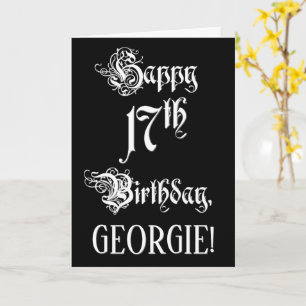 Carte 17e anniversaire : Fancy, Elegant Script + Nom per