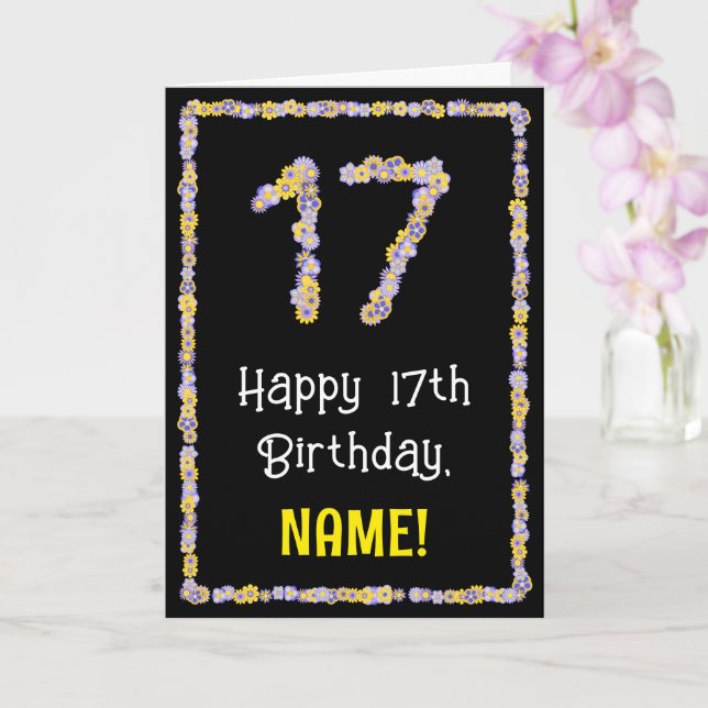 Carte 17e anniversaire : Floral Flowers Numéro, Nom pers (Orchidée)