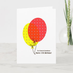 Carte 17e anniversaire Grandniece Cards, Ballons colorés