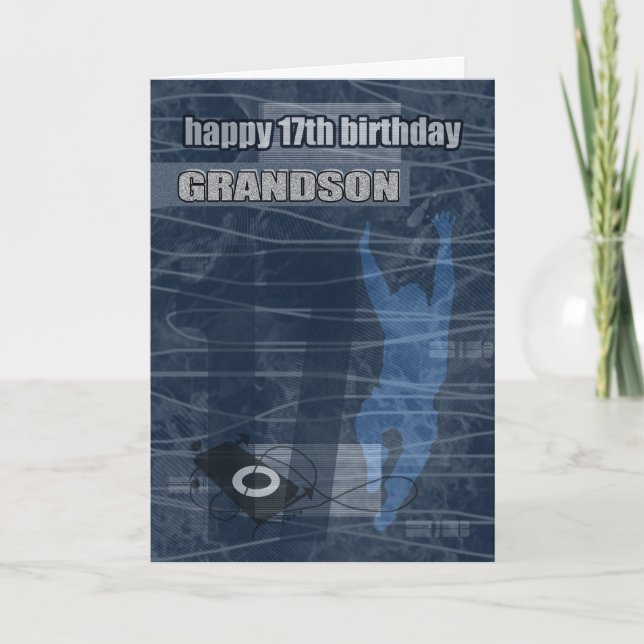 Carte 17e anniversaire Grandson Design moderne (Devant)