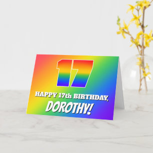 Carte 17e anniversaire : Motif Rainbow multicolore # 17