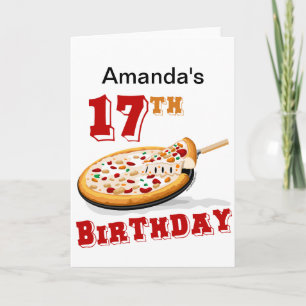 Carte 17e anniversaire Pizza fête