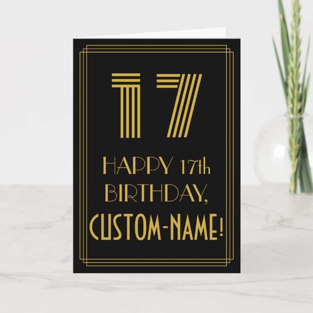 Carte 17e Anniversaire : Vue inspirée d'Art déco "17" &  (Devant)