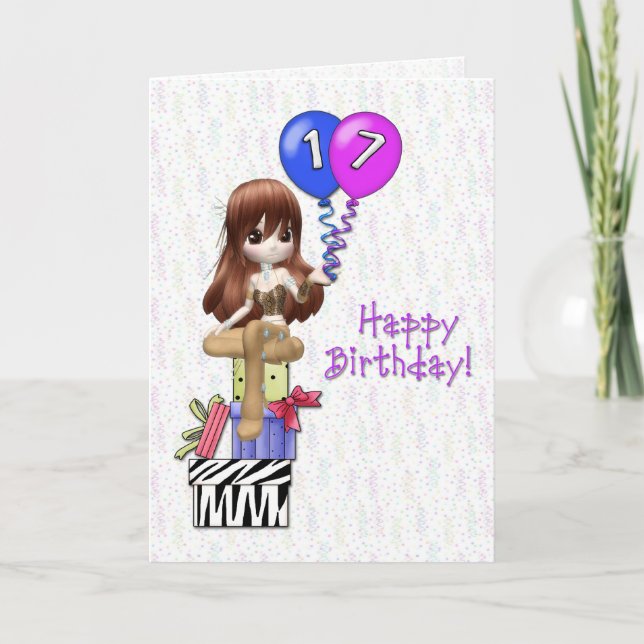 Carte 17ème anniversaire fille (Devant)