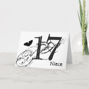 Carte 17ème anniversaire pour une nièce, papillon noir,