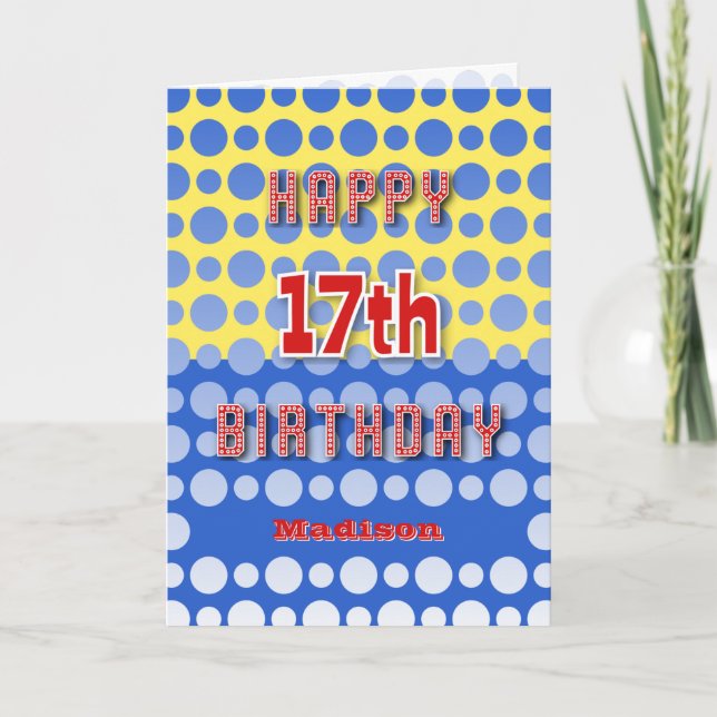 Carte 17th Birthday add name circles pattern (Devant)