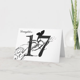 Carte 17th birthday, daughter, butterfly, black & white.