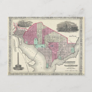 Carte 1866 de Johnson de DC de Washington