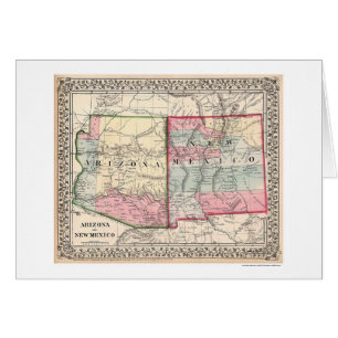 Carte 1867 de l'Arizona Nouveau Mexique