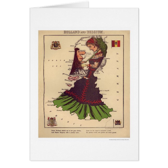 Carte 1868 de caricature de la Hollande et de la (Devant)