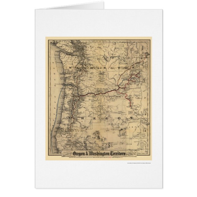 Carte 1880 de chemin de fer de l'Orégon et de (Devant)