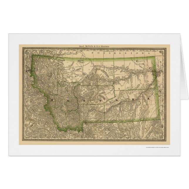 Carte 1881 de chemin de fer du Montana (Devant horizontal)