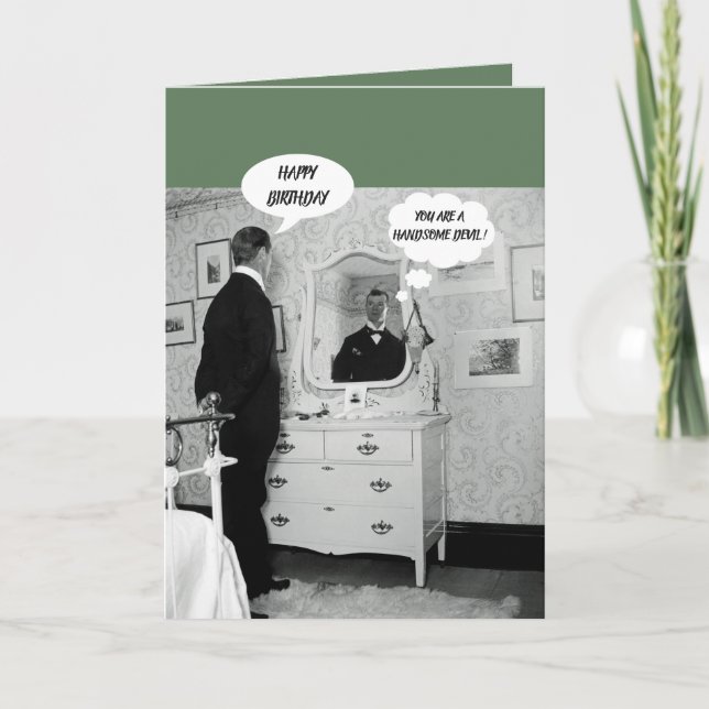 CARTE 1890 ' HOMMES DE RÉFLEXION DE MIROIR DE S PARLANT (Devant)