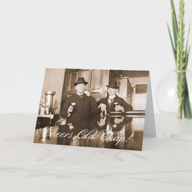 Carte 1890 Saloon Bar Hommes Cheers Old Chap Joyeux Anni (Devant)