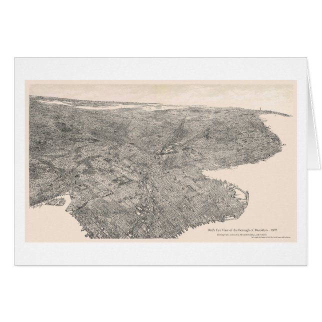 Carte 1897 de Brooklyn, New York Birdseye (Devant horizontal)