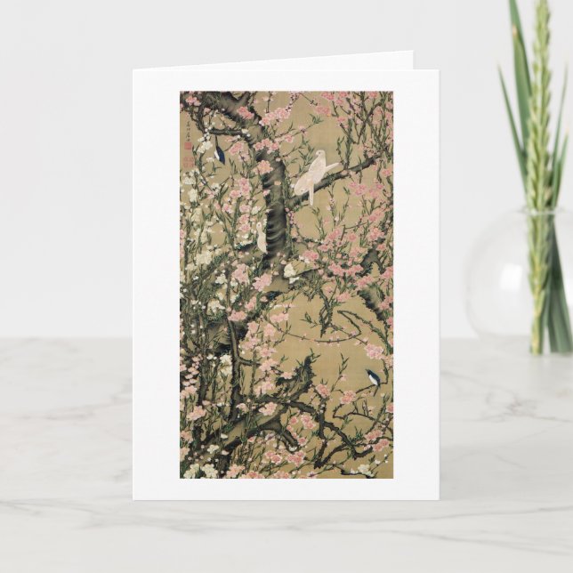 Carte 18. le 桃花小禽図, pêche de 若冲 se développe et de (Devant)