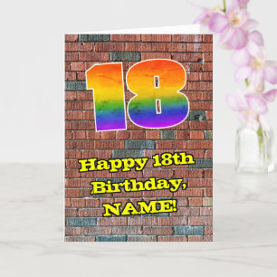Carte 18e anniversaire : Arc-en-ciel amusant inspiré par
