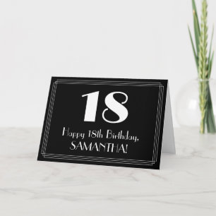 Carte 18e anniversaire ~ Art Déco Inspiré Look "18", Nom