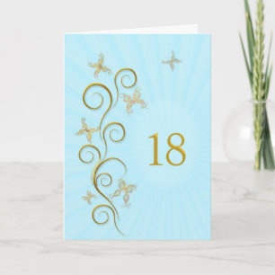 Carte 18e anniversaire avec des papillons dorés