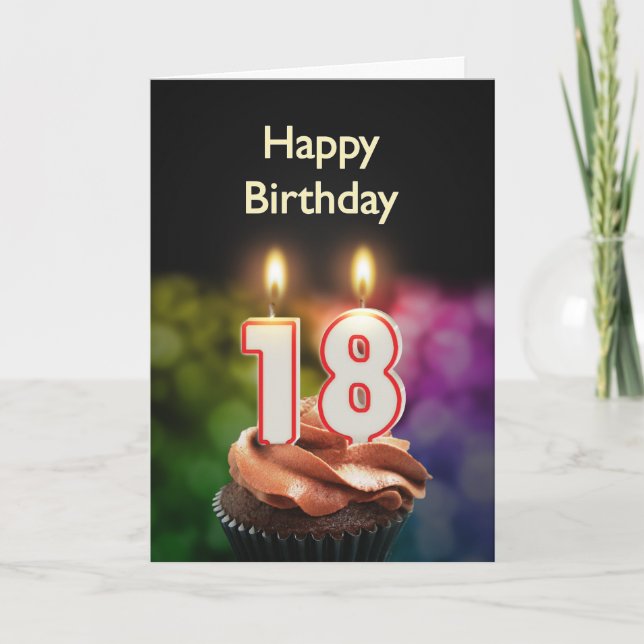 Carte 18e anniversaire avec gâteau et bougies (Devant)