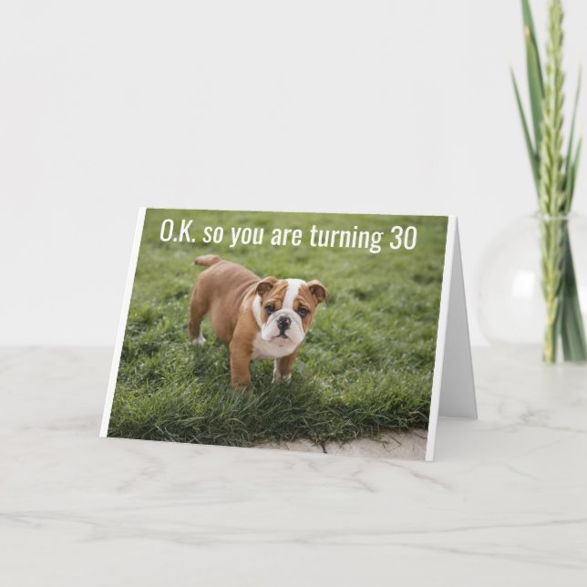 Carte **18e ANNIVERSAIRE** BULLDOG EST COMÉDIEN (Devant)